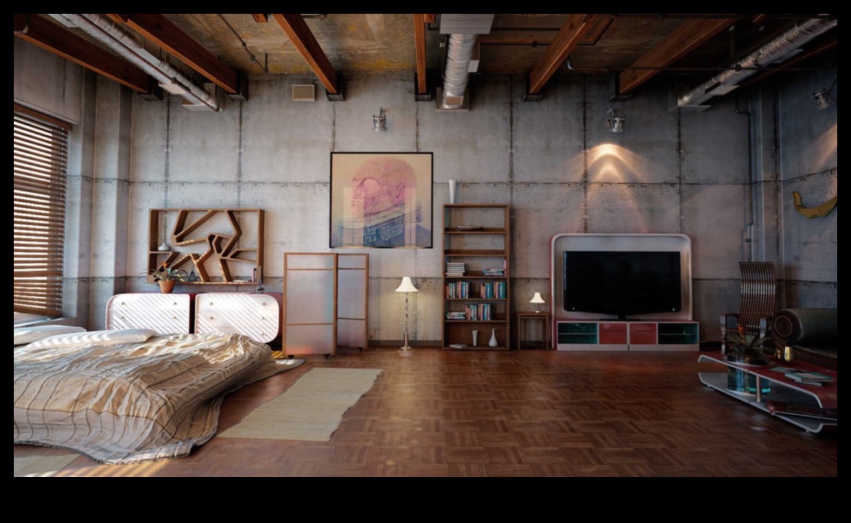 Vintage industriālas guļamistabas dekoru idejas ar steampunk akcentiem