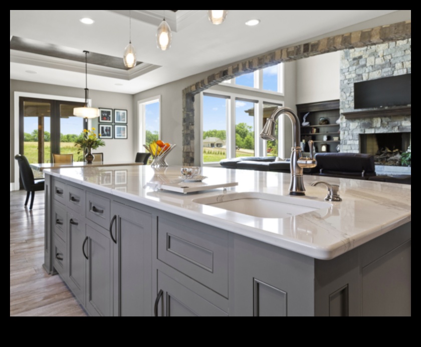 Kādi ir daži radoši veidi, kā izmantot marmoru virtuves dizainā, lai iegūtu elegantu pieskārienu?