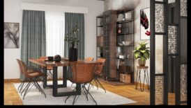 Industriālās elegantās ēdamistabas dekoru idejas