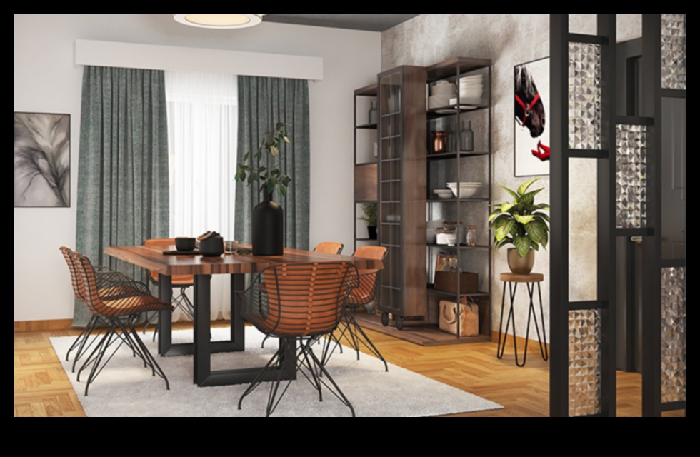 Industriālās ēdamistabas dekors Mūsdienīgs lauku stila klasisks 1 Industriālās elegantās ēdamistabas dekoru idejas