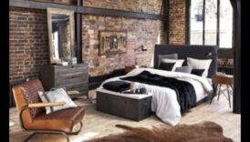 Industriāli elegants guļamistabas dekors