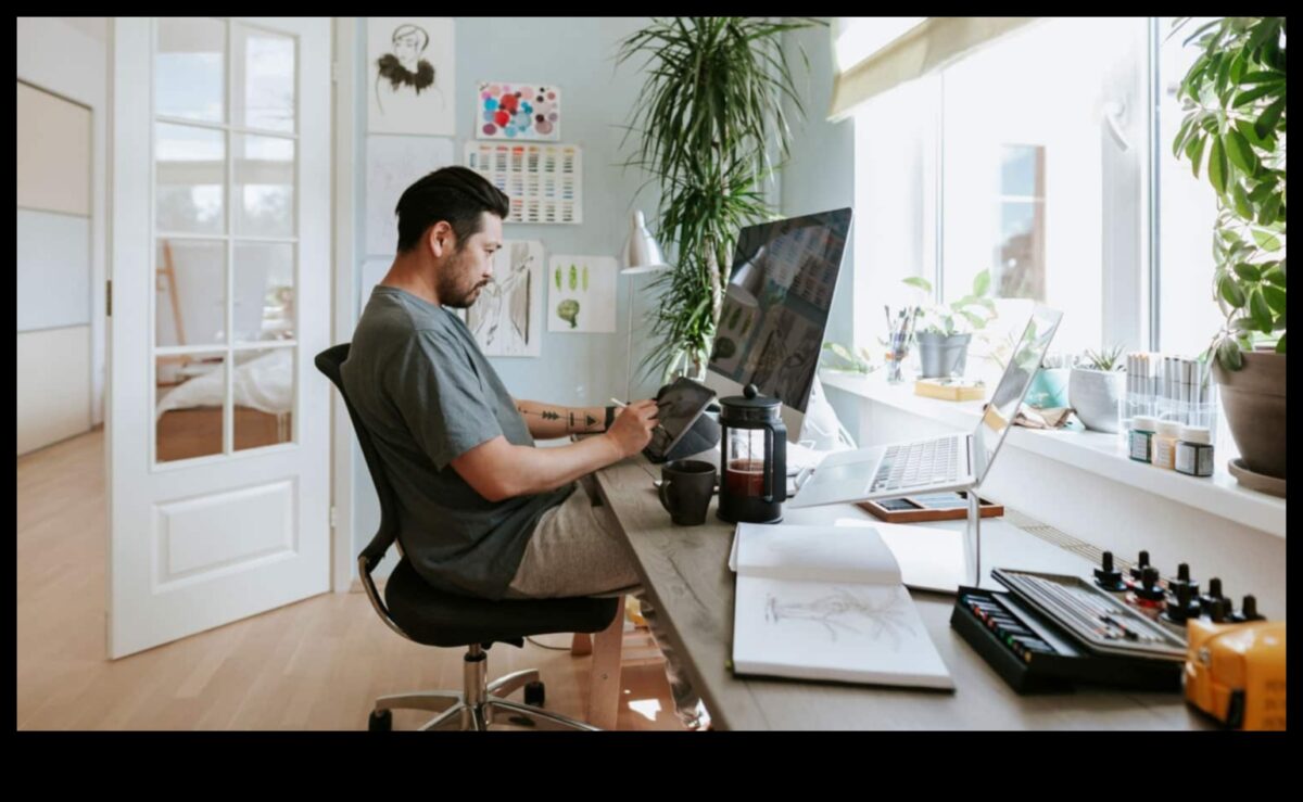 Produktivitātes uzlabošana mājas biroja telpu interjera dekors